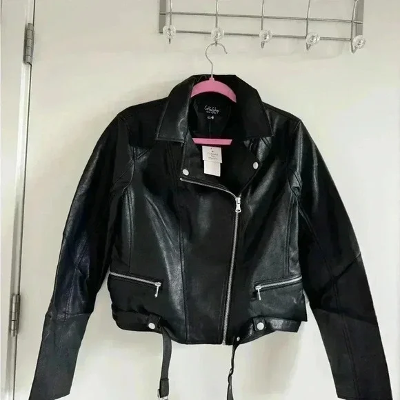 New Fashion Faux-Leather Jacket NWT L - Picture 1 of 7